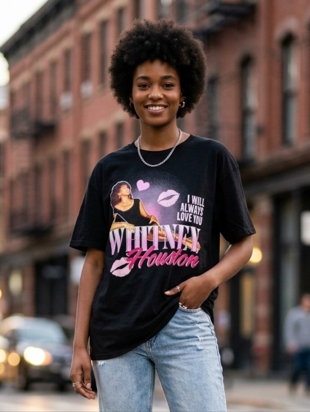 Whitney Houston Graphic Tee - Black